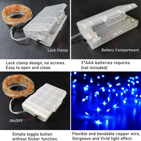 16 50 1 Pack RUICHEN Ft Copper Wire LED Mini Fairy Lights Battery Operated for Bedroom, Christmas, Parties, Wedding