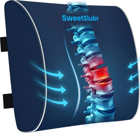 SweetSlubr Lumbar Support Pillow for Office Chair, Car Seats and Home Desks, Ergonomic