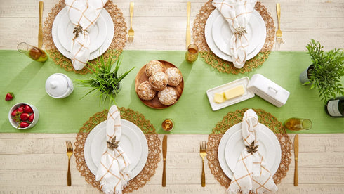 DII Everyday Collection Fringed Solid Table Runner, 14x72, Green