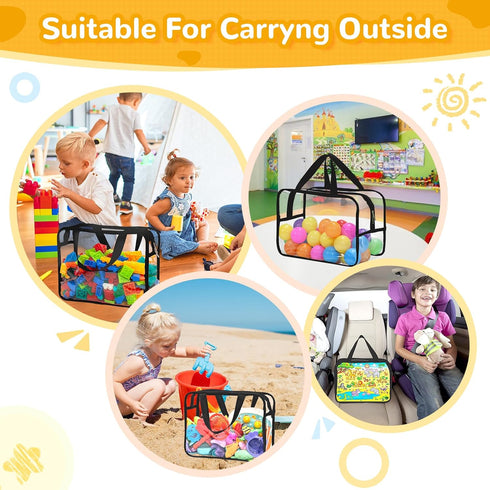 8 Packs Books(4 4 Large Toy Storage Bags with Labels, Reusable Clear PVC Board Game Storage, Travel Waterproof