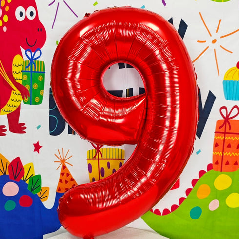 40 inch Red Big Number 9 Birthday Party Decoration, Foil Polyester Film Balloons for Anniversary Party, Wedding for