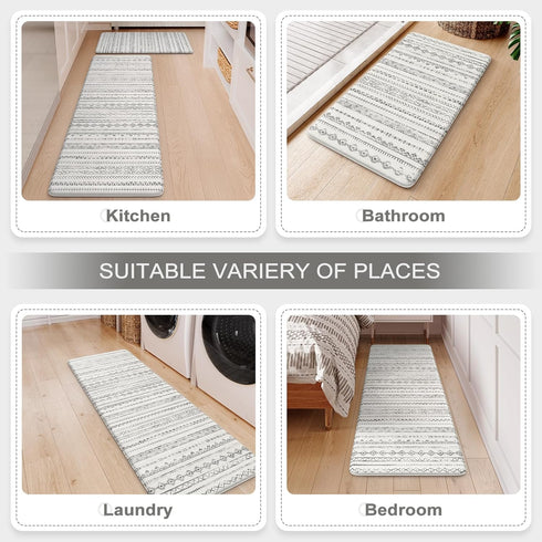 Ailsan 2 Anti Fatigue Mats for Kitchen Floor,Coshioned Kitchen Mats for Floor Piece,Boho Kitchen Mat Rug