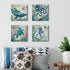 Bathroom Wall Art Beach Decor – Ocean Sea Turtle Octopus Canvas Pictures, Teal Bathroom Accessories, Nautical Painting