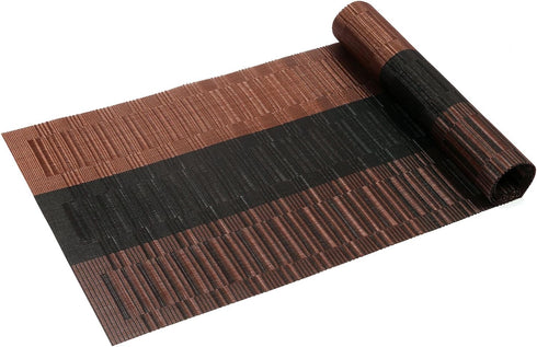 12x54 inch SHACOS Table Runners Woven Vinyl Table Mats for Kitchen Dining Table Non Slip Washable, Ombre Coffee Black
