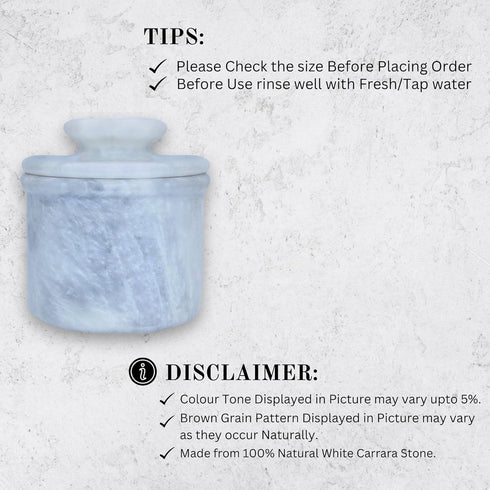 Countertop (3 oz White Marble Butter Keeper with Lid | Soft Spreadable French Butter Crock for | Home and Kitchen Decor