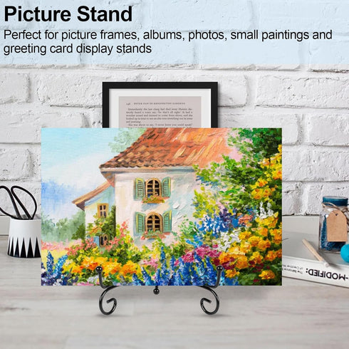 6 Pack 5 Inch Plate Stands for Display, Metal Picture Frame Holder Stand for Artworks, Small Easel for Photos, Platters