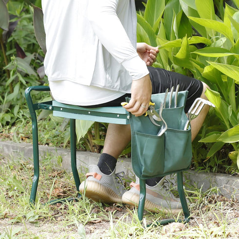 Smartxchoices Folding Garden Kneeler Seat Garden Bench Stool with Handles, Multi-use Pouch, Heavy Duty Yard Gardening