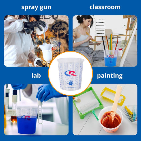 Paint Mixing Cup 20 Ounce, Accurate Measurements in Ratios and OZ. and ML, 12PCS Plastic Graduated Measuring Cups for Paint, Resin, Epoxy, Acrylic, Pigments, Art
