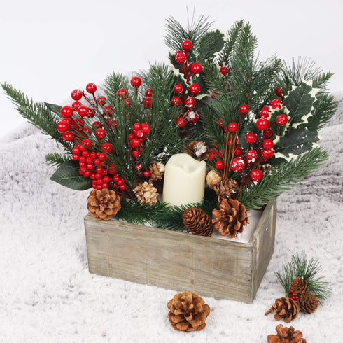 12 Pack 6 DR.DUDU Artificial Berry Twigs for Christmas Tree Decoration, DIY Christmas Red Berry Stems for Crafts Wreath