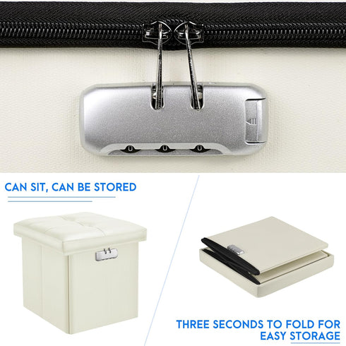 13 13 13 inch Tamfile Small Ottoman with Storage, x x Fireproof Safe Folding Ottoman with Lock for Important Documents