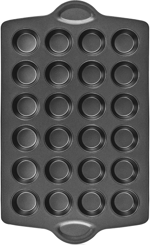 HONGBAKE Mini Muffin Pan, Nonstick 24 Cupcake Tin for Baking, Heavy-duty Gray Tray for Cheesecake