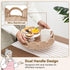 Counter, GRANNY SAYS Wicker Decorative Scalloped Trays for Home Decor, Coffee Table Trays with Handles, Woven Rattan