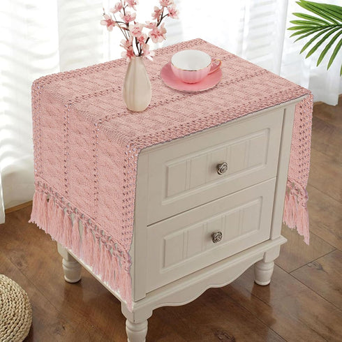48 Inches yuboo Pink Table Runner Long, Boho Dusty Rose Table Runner for Shabby Decor Farmhouse Dresser Runners