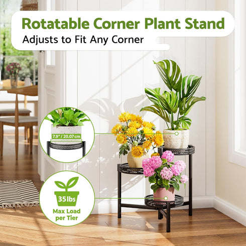 NQW 3 Metal Plant Stand Indoor Outdoor, Tier Corner Tall Plant Shelf for Multiple Plants, Tiered Plant Stand, Heavy