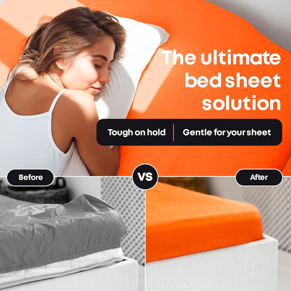 5 STARS UNITED Bed Sheet Straps Set | Adjustable Elastic Fasteners with Metal Clips | Sheet Holders for Corners |