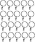 Set of 20 Silver Metal Curtain Rings - 1.5-inch with Clips and Eyelets