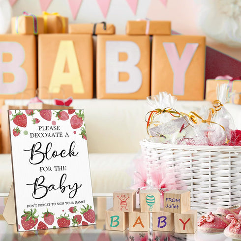 75 50 24 Qilery Pcs Baby Shower Games Sign Kit Including Decorate a Block Game Sign DIY Blank Wooden Block Acrylic