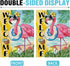 Welcome Summer Flamingo Decorative Garden Flag: Beach Coastal Swim Ring Tropical Palm Leaves 12x18 Inch