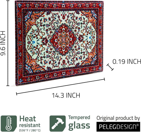Peleg Design Rugboard Tempered Glass Cutting Board for Kitchen, Multi-Purpose Decorative Glass Chopping Board, 9.6 x