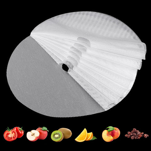 (8 Pack) Round Silicone Dehydrator Sheets, Dostk Premium Non Stick Mesh for Fruit Dehydrator, Reusable 13" Diameter