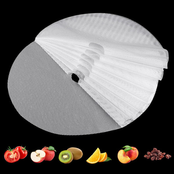 (8 Pack) Round Silicone Dehydrator Sheets, Dostk Premium Non Stick Mesh for Fruit Dehydrator, Reusable 13" Diameter