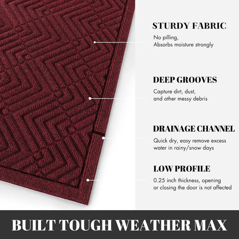 Yimobra Door Mat Outdoor Entrance - Heavy Duty Non-Slip Front Doormat for Home Entrance, 29.5 x 17 Inch, Wine Red