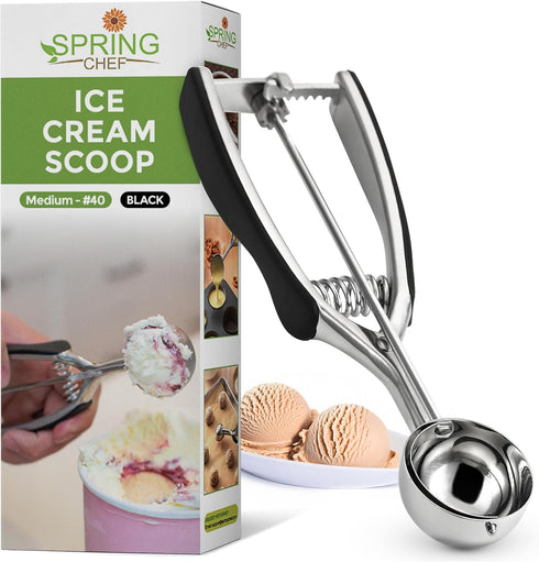 Spring Chef Medium #40 Stainless Steel Cookie Scoop for Baking, Multifunctional with Trigger Release, Dishwasher Safe
