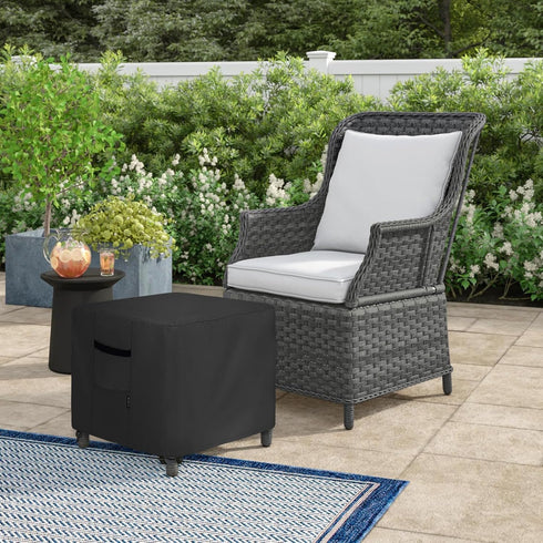 32L 32W 17H inch, Patio Ottoman Cover, Waterproof Outdoor Square Furniture Cover for Side & End Table x x Black