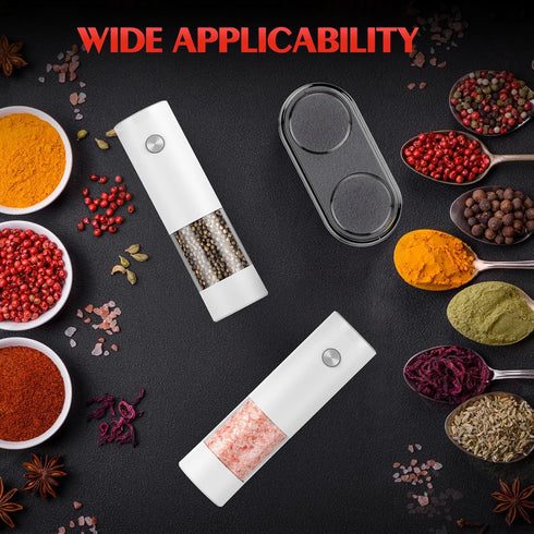 Set Electric Salt and Pepper Grinder Automatic Battery Pepper Mill Shakers Kitchen Gadgets Adjustable Coarseness