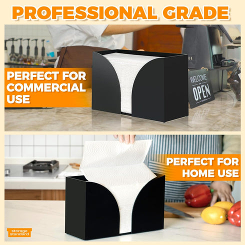 Storage Standard Countertop 10.75 6.5 4 Inches Multifold Paper Towel Dispenser - Matte Black Paper Towel Holder