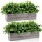 Lyrow 2 Pack Artificial Eucalyptus Plants in Rectangular Rustic Wooden Planter Box