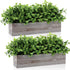 Lyrow 2 Pack Artificial Eucalyptus Plants in Rectangular Rustic Wooden Planter Box