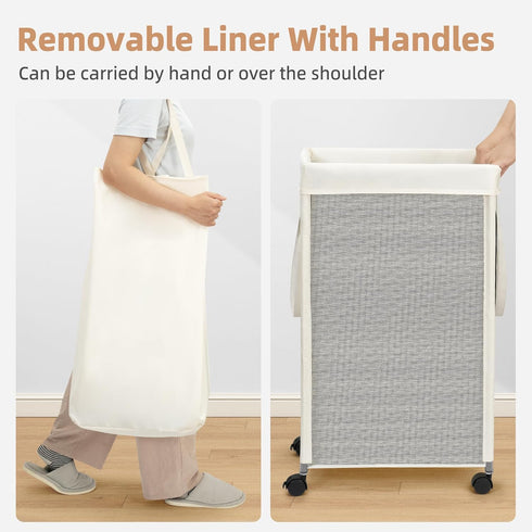 90L (23.7 STORAGE MANIAC Laundry Hamper with Wheels, Gal) Large Tall Rolling Laundry Basket with Removable and Washable