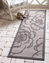 Unique Loom Outdoor Botanical Collection Area Rug - Rose, Gray/Silver (2' x 6' 1" Runner)