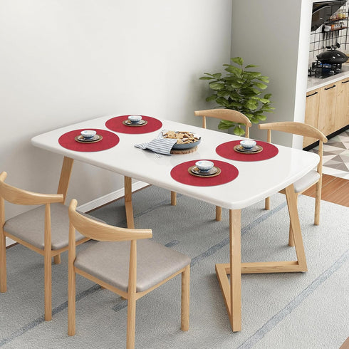 Set 6, 13 3.93 inch, Homaxy Round Faux Leather Placemats and Coasters, Washable Dual-Side Table Mats, Wipeable