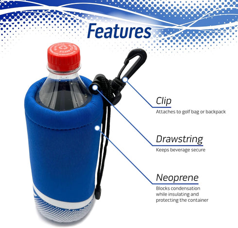 16-20oz Proactive Sports Neoprene Bottle Holder with Drawstring and Bag Clip for Bottles