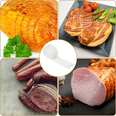 5m Meat Netting Roll, Size 18 Elastic Turkey Ham Press Mold for Cooking, Poultry Ham Netting