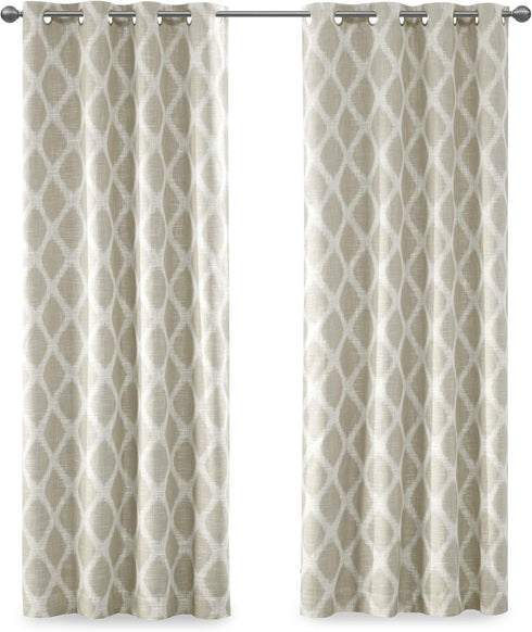 Sun Smart Blakesly Blackout Curtains, 50" x 84", Ikat Print, Thermal Insulated Light Blocking Drape