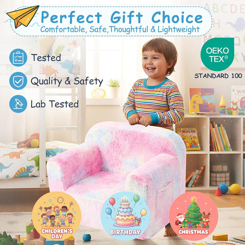 Tiita Kids Sofa, Childrens Couch with Carry Handle, Portable Toddler Foam Sofa Couch, Lightweight Kids Chair