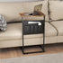 ZER-007Br C Shaped End Table, Small Side Table with Storage Bag for Couch, Sofa Table with Metal Frame for Living Room