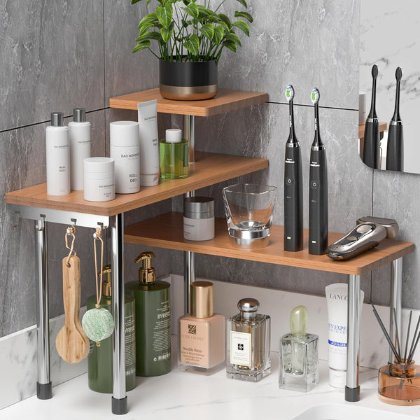 ZHWS Bathroom Counter Organizer Corner Countertop Shelf Adjustable 3 Tier Corner Shelf