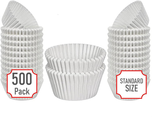 Mr Miracle Standard Size Baking Cups, Premium Quality, White, 500 Pack Grease-Proof Cupcake Liners
