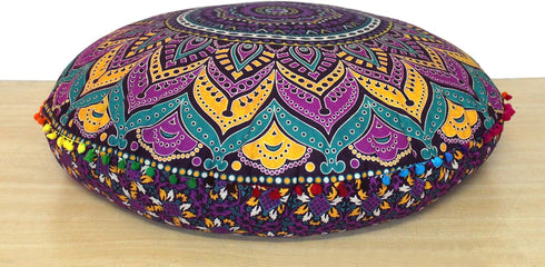 32 Inch INDIAN CRAFT CASTLE ICC Meditation Floor Pillow Cover, Round Large Pillow Cover Seating for Adults, Bohemian