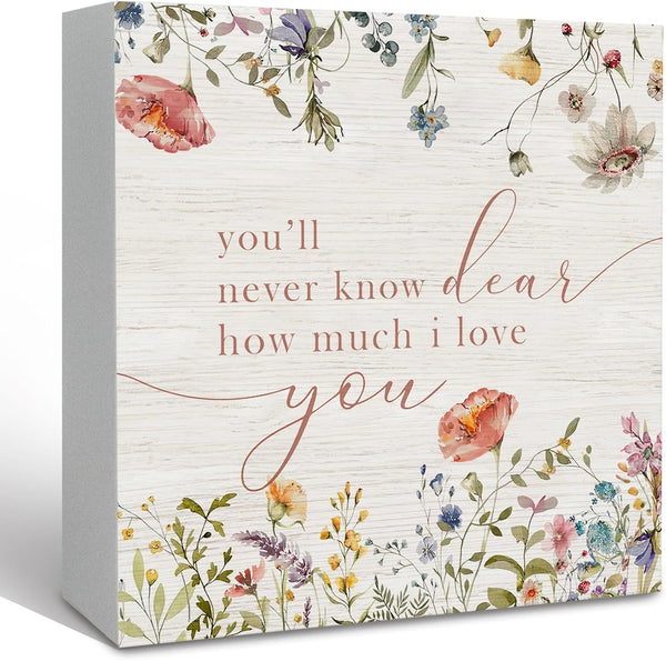 Wildflower Nursery Decor Wooden Sign Desk Decor, Boho Floral Nursery Decorative for