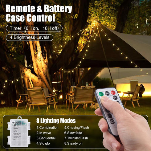 2 Pack 120 Minetom Globe String Lights Battery Operated, Totally LED Fairy Lights with Remote, Waterproof for Indoor