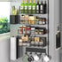 DTUQYX Magnetic Spice Rack for Refrigerator, 7 Pack Metal Shelf Black ,
