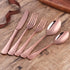 5-Piece Rose Gold Silverware Flatware Set Service for 1 Stainless Steel Cutlery Set Include Dinner Knife Table Fork Table Spoon Salad Fork Tea Spoon for Wedding, Dishwasher Safe by Bisda