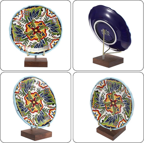 Hipiwe Display Stand Easel with Adjustable Metal Arms, Wooden Base for Fossil, Coral, Geodes, Plate, Small Collectibles