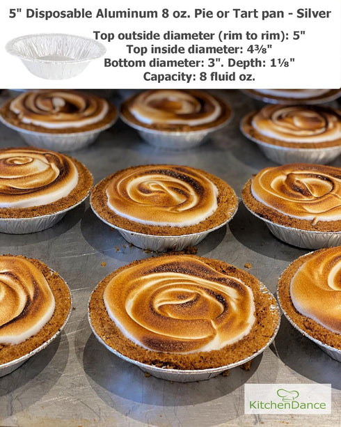 Disposable Aluminum Foil Tart Pan with Lid, 5" Individual Pie Pans, Mini Pie Pans, Pot Pie Tins, Baking Pan, Perfect