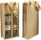 DIWNELEM 1 Pack Burlap Wine Gift Bags, Double Window Two Bottles Jute Bag for Wedding, Party Favors, Christmas